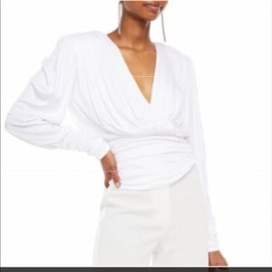 Redemption Ruched/Satin Jersey Wrap aTop Blouse